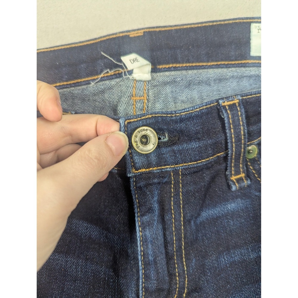 Rag & Bone Dre Jeans Womens 26 Blue Dark Wash Mid Rise Raw Hem USA Stretch - Picture 4 of 16